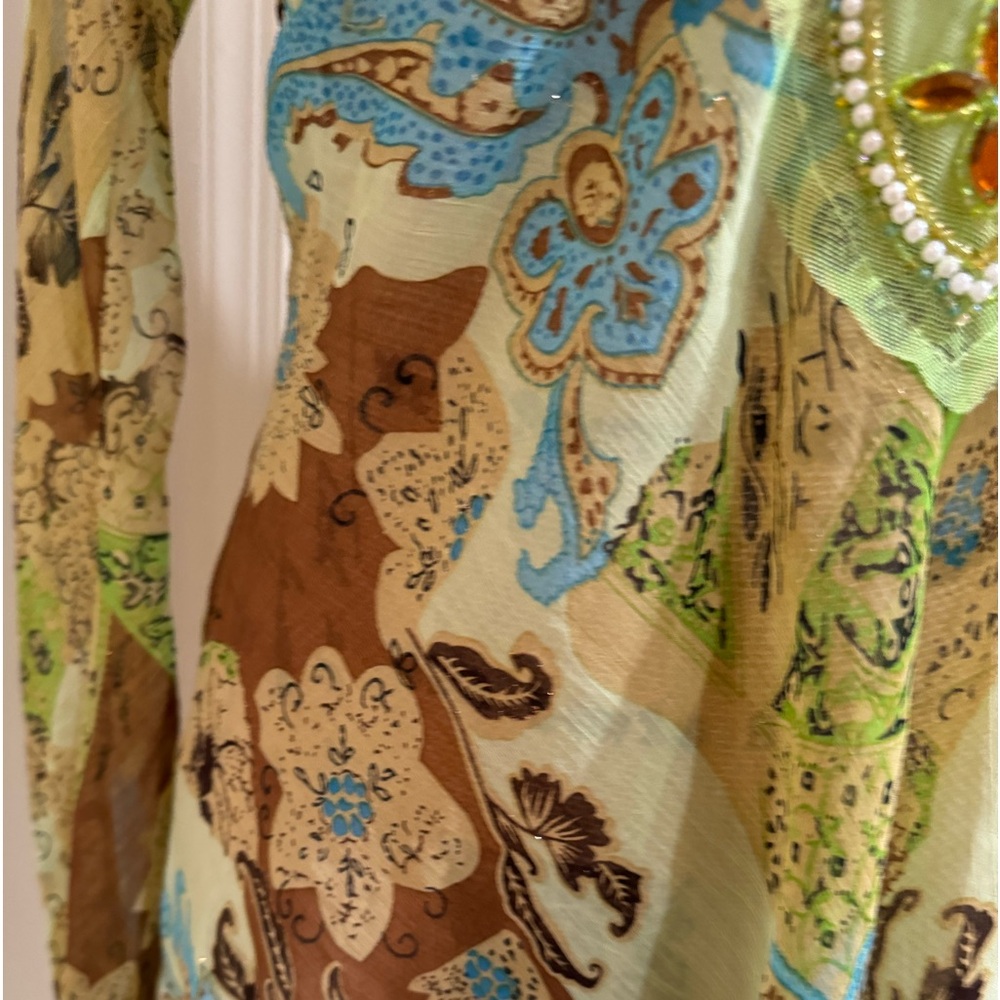 Song Rain stunning sheer top bedazzled size L - Picture 3 of 13